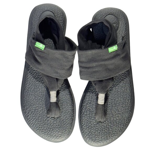 SANUK Womens Black Yoga Sling 2 Sandals Flip Flops Stretchy Fabric Straps Size 6 - Picture 13 of 13